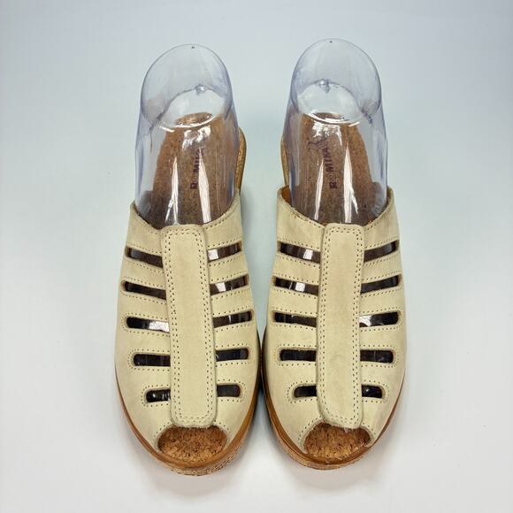 Romika Beige Leather Open Toe Wedge Cork Heel Sandals Women's Size US 7.5 EU 38 - Picture 3 of 11